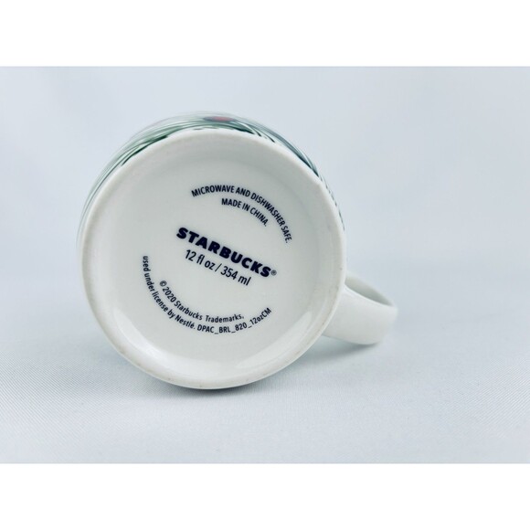 Starbucks 2020 Christmas Holiday Coffee Mug/Cup 12 oz. White Red Holly Berries - Picture 6 of 8